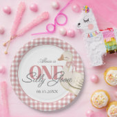 ワンガ間抜けースガールピンクコテージコア ペーパープレート (パーティー)