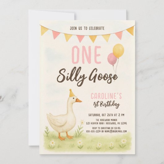 ワンガ間抜けースガールファースト誕生日 招待状 (正面)