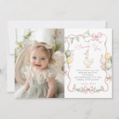 ワンガ間抜けースガール誕生日写真サンキューカード 招待状 (正面)