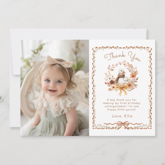 ワンガ間抜けースガール誕生日写真サンキューカード 招待状 (正面)