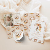 ワンガ間抜けースガール誕生日写真サンキューカード 招待状