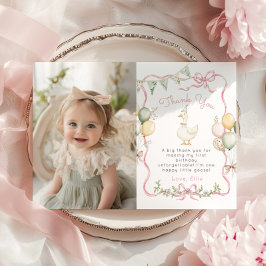 ワンガ間抜けースガール誕生日写真サンキューカード 招待状