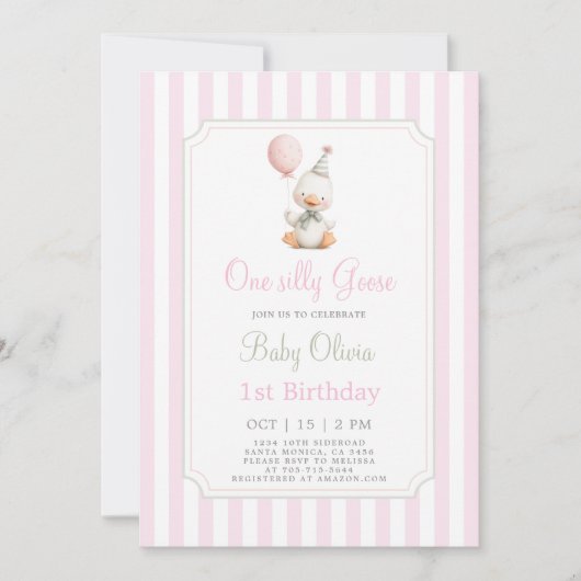 ワンガ間抜けースセージ1stバースデーガール招待状 招待状 (正面)