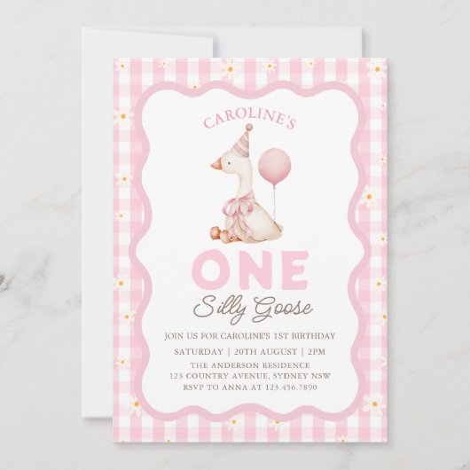 ワンガ間抜けースデイジーギンガム1st誕生日 招待状 (正面)