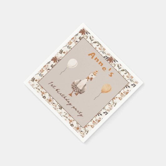 ワンガ間抜けースニュートラル1歳の誕生日パーティー スタンダードカクテルナプキン (角)