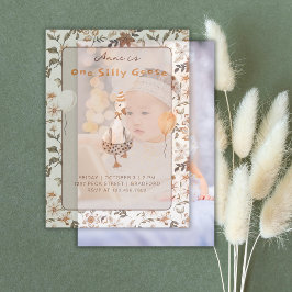 ワンガ間抜けースニュートラル1歳の誕生日パーティー ベラム紙招待状