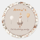 ワンガ間抜けースニュートラル1歳の誕生日パーティー ラウンドシール (正面)