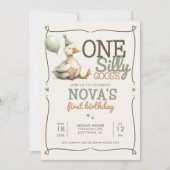 ワンガ間抜けースパーソナライズされた1歳のパーティー 招待状 (正面)