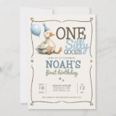 ワンガ間抜けースパーソナライズされた1歳のパーティー 招待状 (正面)