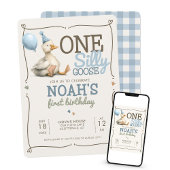 ワンガ間抜けースパーソナライズされた1歳のパーティー 招待状