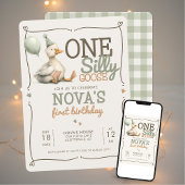 ワンガ間抜けースパーソナライズされた1歳のパーティー 招待状