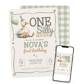 ワンガ間抜けースパーソナライズされた1歳のパーティー 招待状