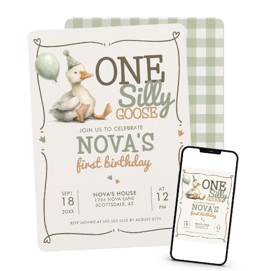 ワンガ間抜けースパーソナライズされた1歳のパーティー 招待状