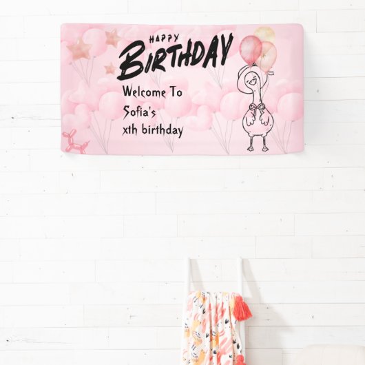 ワンガ間抜けースピパーソナライズされたンク1歳の誕生日の禁止 横断幕 (インサイチュ)