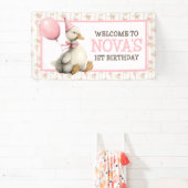 ワンガ間抜けースピパーソナライズされたンク1歳の誕生日 横断幕 (インサイチュ)