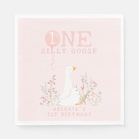 ワンガ間抜けースピンクガールズ1st誕生日 スタンダードランチョンナプキン (正面)