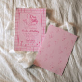 ワンガ間抜けースピンクガール描第1回誕生日 招待状