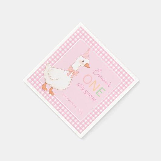 ワンガ間抜けースピンクガール最初の誕生日パーティーハット スタンダードカクテルナプキン (角)