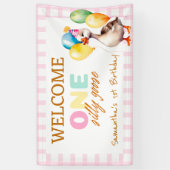 ワンガ間抜けースピンクガール1stバースデーウェルカム 横断幕 (縦)