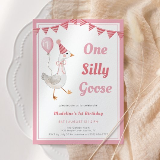 ワンガ間抜けースピンクガール1st誕生日招待状 招待状