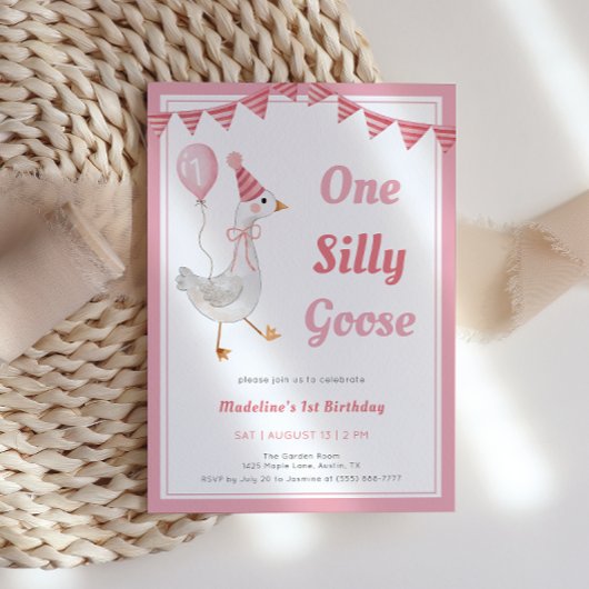 ワンガ間抜けースピンクガール1st誕生日招待状 招待状