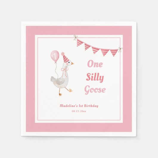 ワンガ間抜けースピンクガール1st誕生日 スタンダードカクテルナプキン (正面)