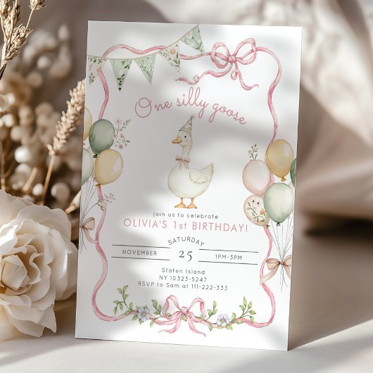 ワンガ間抜けースピンクガール1st誕生日 招待状