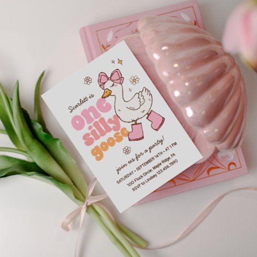 ワンガ間抜けースピンクガール1st誕生日 招待状