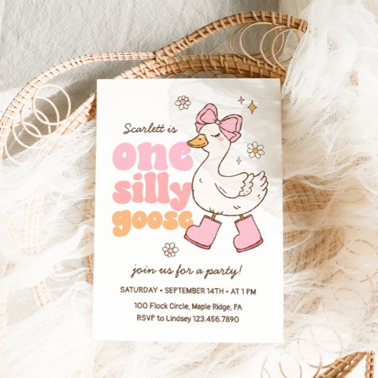 ワンガ間抜けースピンクガール1st誕生日 招待状