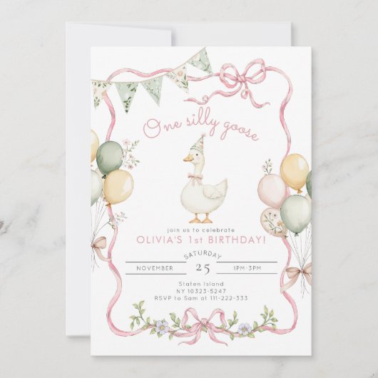 ワンガ間抜けースピンクガール1st誕生日 招待状 (正面)