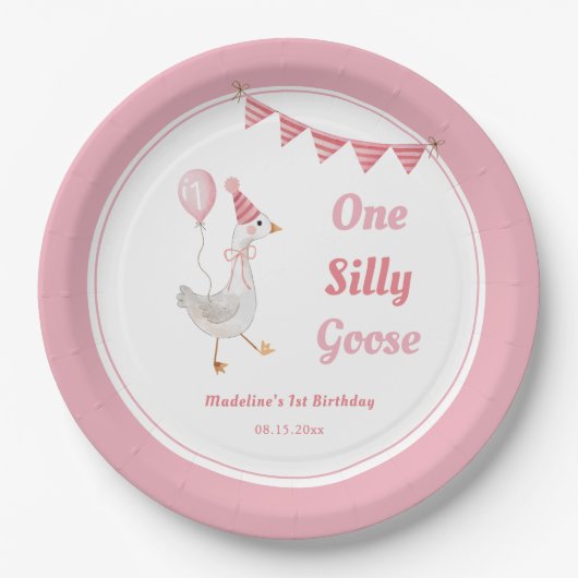 ワンガ間抜けースピンクギル1st誕生日紙プレート ペーパープレート (正面)