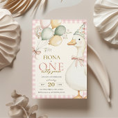 ワンガ間抜けースピンクギンガムガールの誕生日 招待状