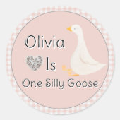 ワンガ間抜けースピンクギンガムガールズバースデーパーティー ラウンドシール (正面)