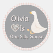 ワンガ間抜けースピンクギンガムガールズバースデーパーティー ラウンドシール (正面)