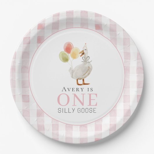 ワンガ間抜けースピンクギンガム1日 ペーパープレート (正面)