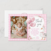 ワンガ間抜けースピンクギンガム1歳 サンキューカード (正面/裏面)