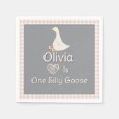 ワンガ間抜けースピンクグレイ少女の誕生日パーティー スタンダードカクテルナプキン (正面)