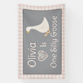 ワンガ間抜けースピンクグレイ少女の誕生日パーティー 横断幕 (縦)