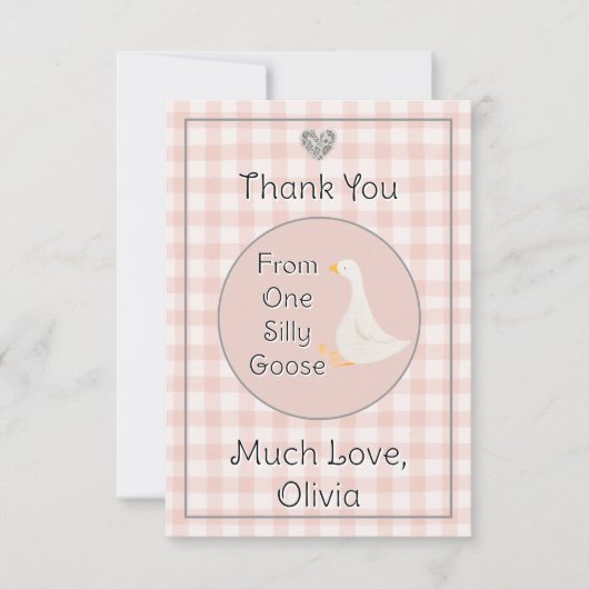 ワンガ間抜けースピンクグレイ誕生日パーティー サンキューカード (正面)