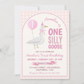 ワンガ間抜けースピンクバルーンガール誕生日 招待状 (正面)