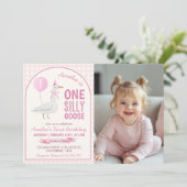 ワンガ間抜けースピンクバルーン誕生日フォト招待状 サンキューカード (スタンド正面)