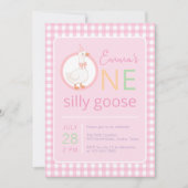 ワンガ間抜けースピンクパーティーハットガールファースト誕生日 招待状 (正面)