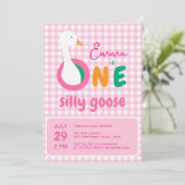 ワンガ間抜けースピンクプレイドガール1st誕生日パーティー 招待状 (スタンド正面)