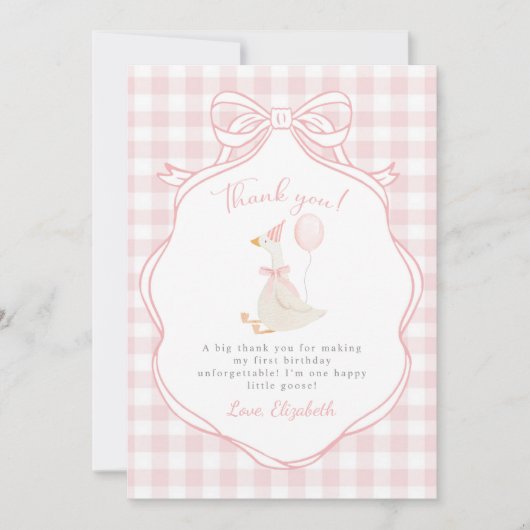 ワンガ間抜けースピンクボウファースト誕生日 サンキューカード (正面)