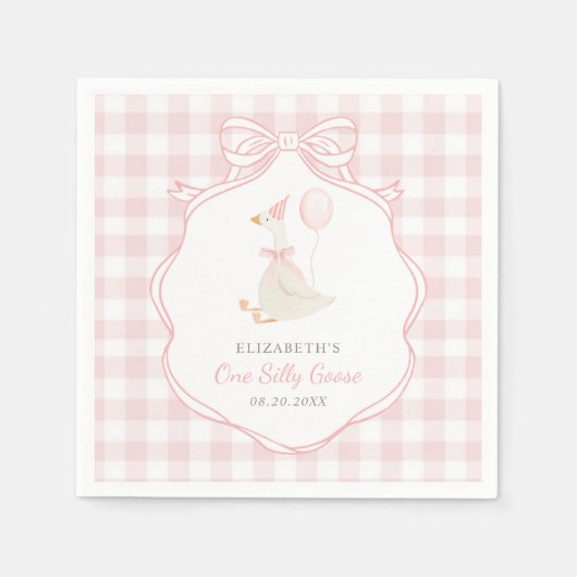 ワンガ間抜けースピンクボウファースト誕生日 スタンダードカクテルナプキン (正面)