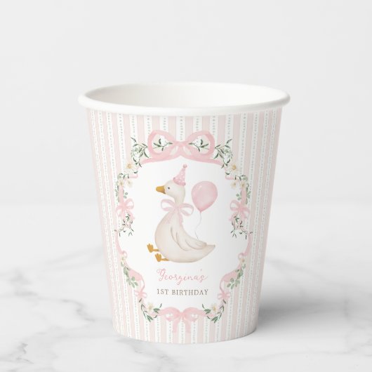 ワンガ間抜けースピンクボウフローラ1st誕生日 紙コップ (正面)