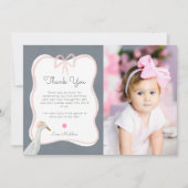 ワンガ間抜けースピンクボウ1st誕生日パーティー写真 サンキューカード (正面)