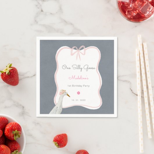 ワンガ間抜けースピンクボウ1st誕生日パーティー スタンダードカクテルナプキン (インサイチュ)