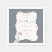 ワンガ間抜けースピンクボウ1st誕生日パーティー スタンダードカクテルナプキン (正面)