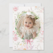 ワンガ間抜けースピンクボーガール写真1st誕生日 招待状 (裏面)